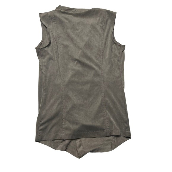 Artisan NY Vest Faux Suede Womens small Gray Open Front Draped Flyaway Soft - Picture 4 of 9